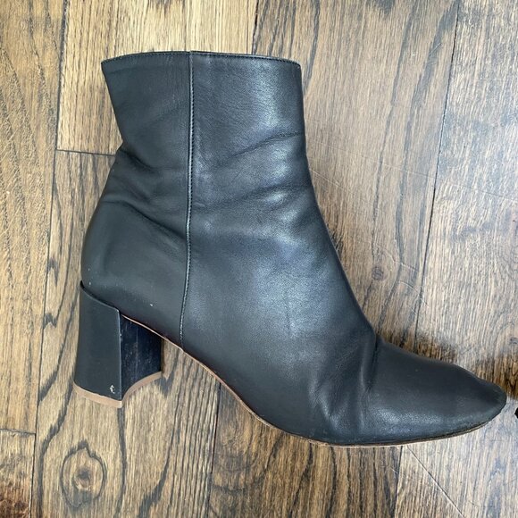 Mansur Gavriel Black Leather Ankle Boots Block Heel Size 39.5 - Picture 8 of 12
